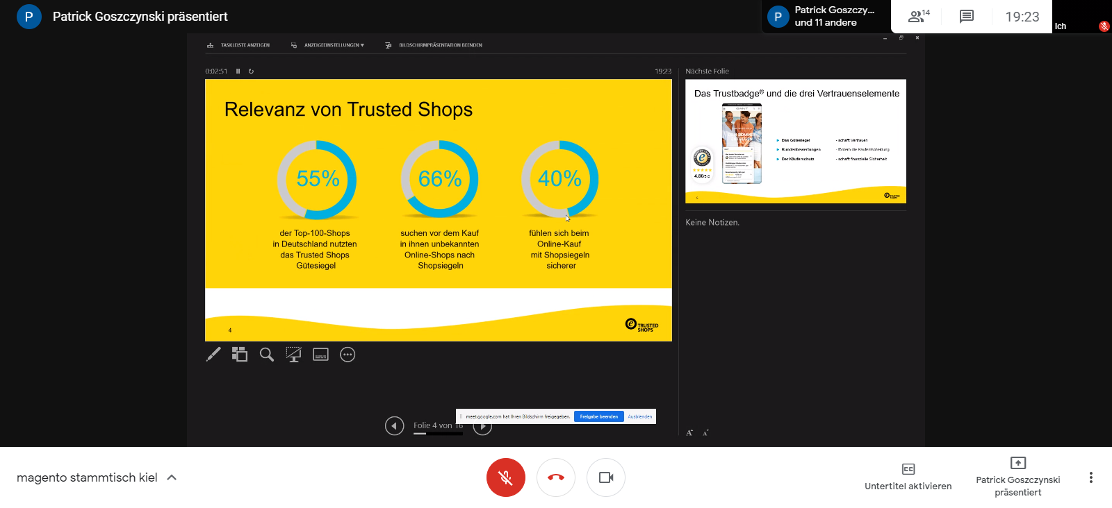 Vortrag „Trusted Shops – Die Vertrauensmarke im E‑Commerce“ von Patrick Goszczynski beim 35. Magento Stammtisch Kiel